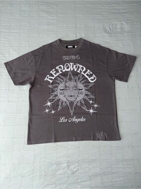 RENOWNED LA Astrology & The Sun Tee Grey Size Medium Oversized Cropped Fit
